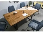 MASSIVMOEBEL24 Baumtisch Mango 220x100x77 natur lackiert / U-Beine anthrazit