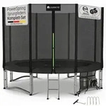 Juskys Trampolin JumpMaster L &Oslash; 305 cm mit Sicherheitsnetz & Leiter - Schwarz/Grau