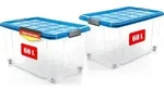 BigDean 2 St&uuml;ck 60 L Aufbewahrungsbox mit Deckel gro&szlig; azurblau - stapelbare...