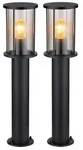 2x Wegeleuchte GRACEY, Schwarz, Edelstahl matt, Glas, H 60 cm, IP54 - Schwarz