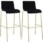 CLP 2er Set Barhocker Hover stapelbar Stoffbezug Vierfu&szlig;gestell Goldoptik bis...