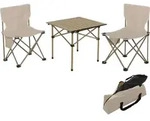 Campingset HWC-N50, Tisch 2x Stuhl Klappstuhl Anglerstuhl faltbar, Metall wei&szlig;...