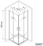Eckdusche mit Schwingt&uuml;ren DX407 - 8 mm - Nano Echtglas - Breiten w&auml;hlbar,