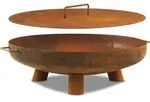 BBQ-Toro Feuerschale &Oslash; 70 cm mit Deckel, Rostoptik, Outdoor Dreibein...