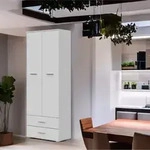 Schrank FAUSKE - 2 Schubladen - Wei&szlig; - Breite 69 cm, H&ouml;he 180 cm, Tiefe 36 cm...