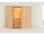 Karibu Sauna Innensauna Carin Eckeinstieg ohne Zubeh&ouml;r 196x151x198 cm ohne Dachkranz