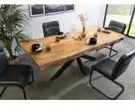 MASSIVMOEBEL24 Baumtisch Mango 200x100x77 natur lackiert / Kreuzgestell...