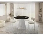 Esstisch Rund Ausziehbar mit Lamellen im Loft-Stil &ndash; 120 bis 200 cm &ndash;