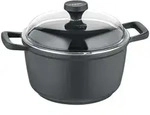 Kochtopf mit Glasdeckel 20 oder 24 cm, Aluminium, schwarz - Edition 100