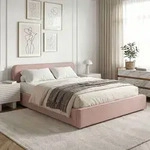 Polsterbett MARINI Doppelbett 140x200 cm in altrosa - Bett gepolstert mit