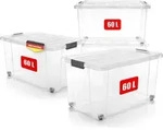 BigDean 4 St&uuml;ck 60 L Aufbewahrungsbox mit Deckel gro&szlig; transparent - stapelbare