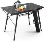 AREBOS Campingtisch faltbar 120x70 cm | H&ouml;henverstellbar 58&ndash;78 cm, Schwarz -
