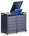 M&uuml;lltonnenbox mit Pedal 2 M&uuml;lltonnen PedBox Anthrazit Alu verzinkt 145 x 116...