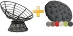 sunnypillow Papasansessel | Rattansessel mit Kissen rund Durchmesser 120 cm 