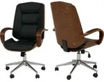 B&uuml;rostuhl MCW-O83, Drehstuhl Chefsessel , Kunstleder (280g/m2) Bugholz MVG-