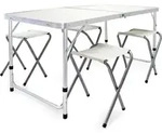 Wiltec Campingm&ouml;bel Set 5tlg. Campingtisch mit St&uuml;hlen h&ouml;henverstellbarer...