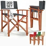 CASARIA&reg; Regiestuhl 2er Set aus FSC&reg; Eukalyptusholz &ndash; Klappbarer...