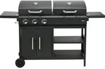 Gasgrill und Holzkohlengrill 8,4kW, 153,5 x 52,8 x 99,5 cm - Schwarz