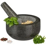 Relaxdays Granit M&ouml;rser mit St&ouml;&szlig;el, robust & langlebig, Gew&uuml;rze, Kr&auml;uter,