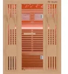 Dewello Finnische Sauna MINTO 150x130 Kabine aus Hemlock Tannenholz mit 4,5 kW Harvia