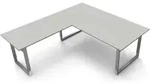 Schreibtisch Form5 200 B&uuml;gel-Gestell 200x100x68-82 / Anbau 120x80cm lichtgrau -