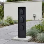Au&szlig;ensteckdose Garten Aluminium Schwarz IP44 3 fach 3500W 40cm Stromverteiler...