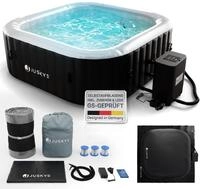 Juskys&reg; Whirlpool SpaLuxe inkl. LED-Beleuchtung Schwarz/Wei&szlig; - 3000W, 130 D&uuml;sen,