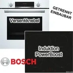 BOSCH Herdset wei&szlig; 3D-Hei&szlig;luft Schnellaufheizung + Induktionskochfeld PowerBoost