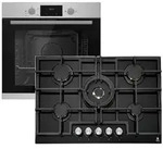 Gasline Gasherdset GB850-FIX Einbaubackofen mit Umluft + Gaskochfeld 75cm Schwarz