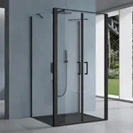 doporro Duschkabine U-Form 90x120x90cm Duschabtrennung in schwarz zwei...