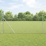 vidaXL Maschendrahtzaun 10 x 1 m Verzinkter Stahl Silber - Silber