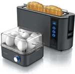 Arendo Fr&uuml;hst&uuml;cks-Set, Eierkocher EIGHTCOOK, 2-Scheiben Langschlitz Toaster,...