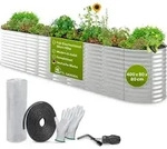 TTL GARDEN Hochbeet SPIRIT XXL 400x80x80cm Silber &ndash; Metall oval verzinkt...
