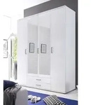 Pol Power Karl Kleiderschrank + Spiegel Holzwerkstoff Melamin 4 T&uuml;ren 160x196x54 cm