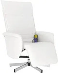 vidaXL Massagesessel mit Fu&szlig;teil Wei&szlig; Kunstleder - Wei&szlig;
