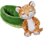 NICI Pl&uuml;sch Tiger 12cm schlafend im K&ouml;rbchen braun 12cm - Gelb