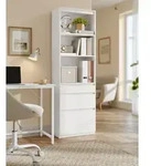 VASAGLE B&uuml;cherregal, Hochschrank, 3 Schubladen, verstellbare Ablagen - Wei&szlig;