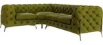 S-STYLE M&Ouml;BEL - Chesterfield Ecksofa Nova mit Goldene Metall F&uuml;&szlig;en aus Olive