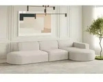 Ecksofa Designersofa PALMA in Stoff Scala Sand Ottomane Rechts - Beige