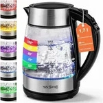 YASHE Wasserkocher mit Temperaturwahl 1, 7L, 30 Min Warmhaltefunktion Kalkfilter