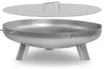 BBQ-Toro Edelstahl Feuerschale &Oslash; 80 cm mit Deckel, Silber, Outdoor Dreibein