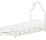 ML-Design Kinderbett Haus 90x200 cm Wei&szlig; mit Matratze H:10cm, Hausbett f&uuml;r...