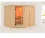 Karibu Sauna Innensauna Malin Eckeinstieg ohne Zubeh&ouml;r 231x196x198 cm ohne Dachkranz