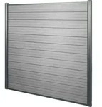 WPC-Sichtschutz Savoie, Windschutz Zaun, Alu Premium Basiselement, 1,90m grau -...