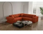 Ecksofa Designersofa CHANTAL in Stoff Opera Velvet Orange Seite Universal -...