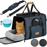 CADOCA&reg; Transportbox Katzen bis 20kg faltbar Sonnen- und Regendach Schultergurt mit