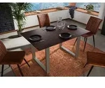 MASSIVMOEBEL24 Esstisch Akazie 140x90 braun lackiert / U-Beine silber matt...