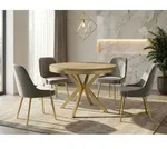 Runder Ausziehbarer Esstisch - Loft Style Tisch mit Goldenen Metallbeinen - 100...