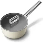Smeg SPF2012CRM Kochtopf, 20 cm, Keramik, Edelstahlgriff, Mattcreme - Creme