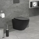 LuxeBath Sp&uuml;lrandloses H&auml;nge-WC mit Nano Beschichtung, Schwarz matt, kurz -...